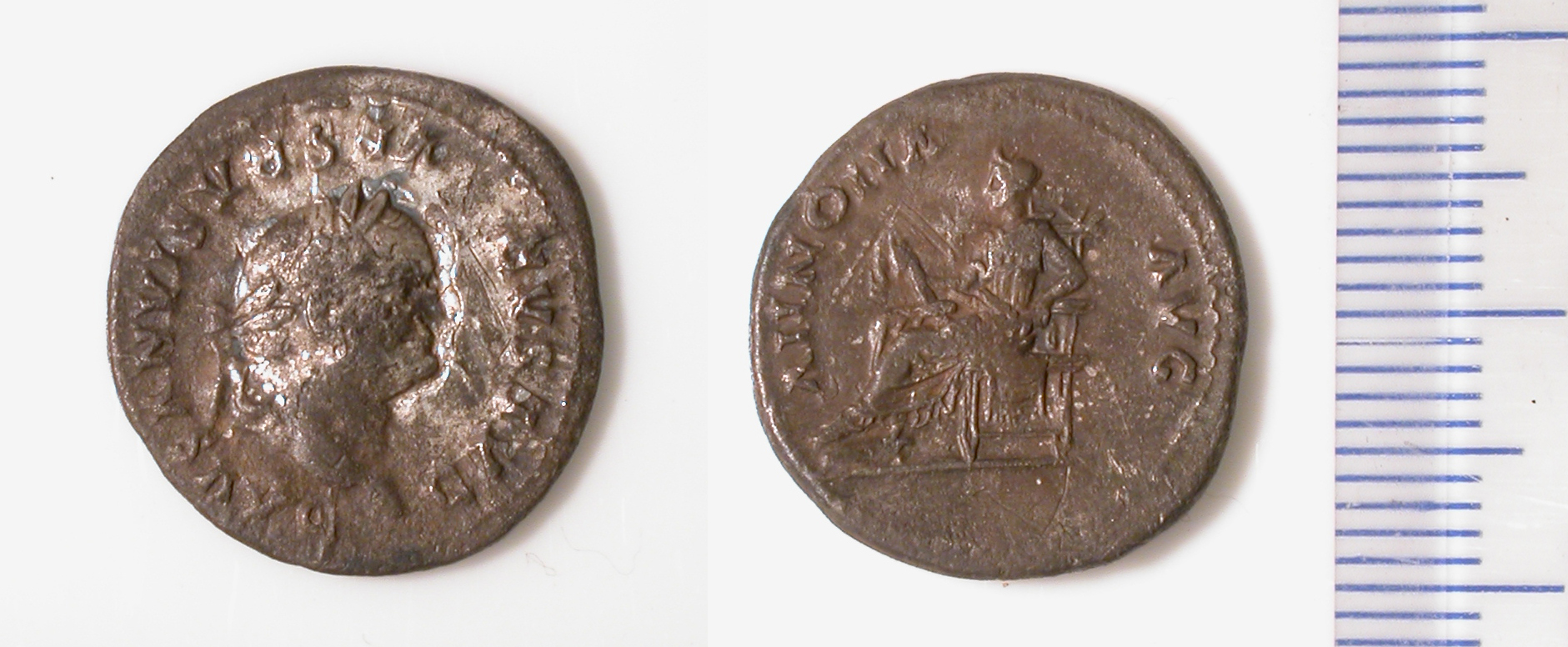 Anverso y reverso de un denario romano de Vespasiano