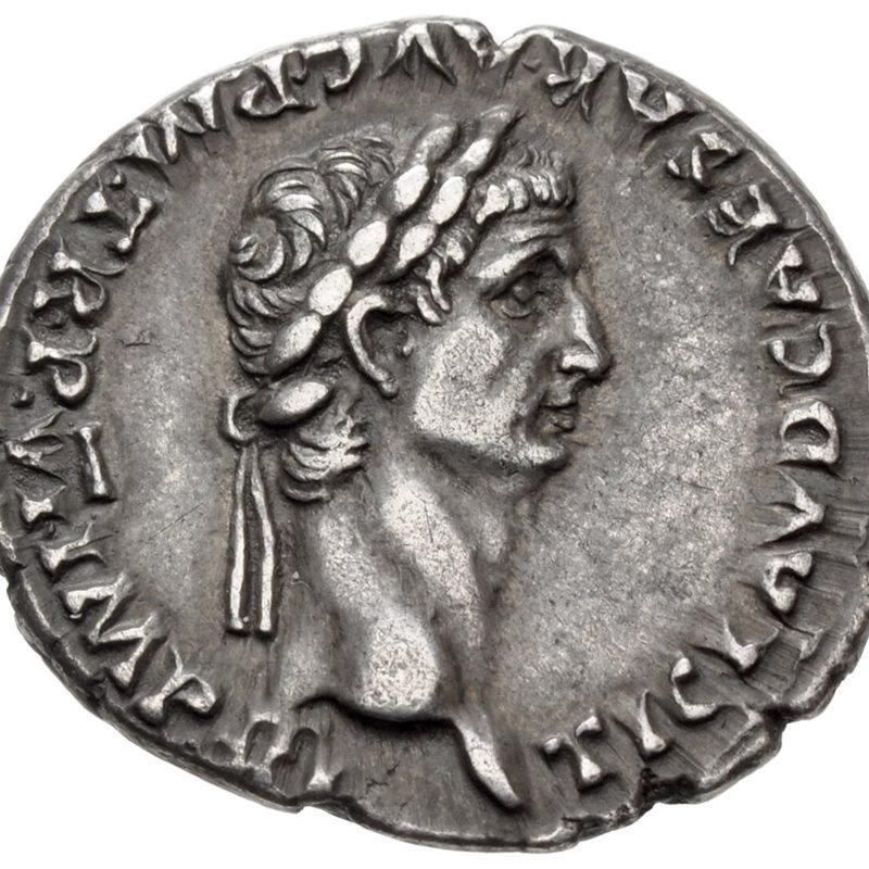Anverso de un denario de Claudio