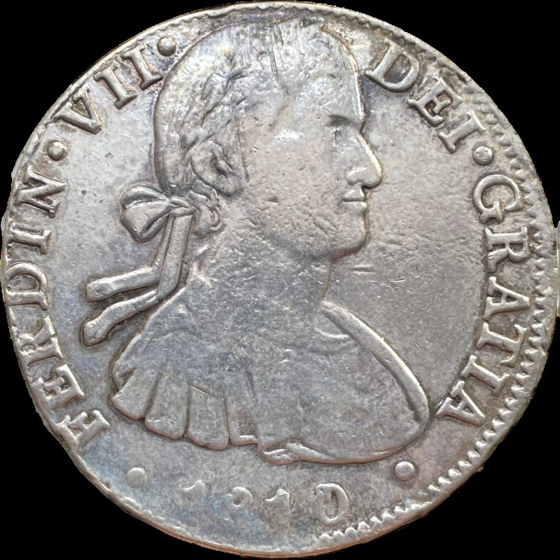 Anverso de un 8 reales de Fernando VII de 1810
