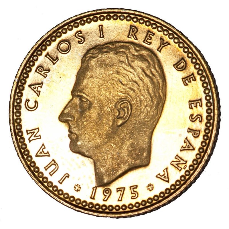 1 peseta de 1975, Juan Carlos I, estrella 76, anverso