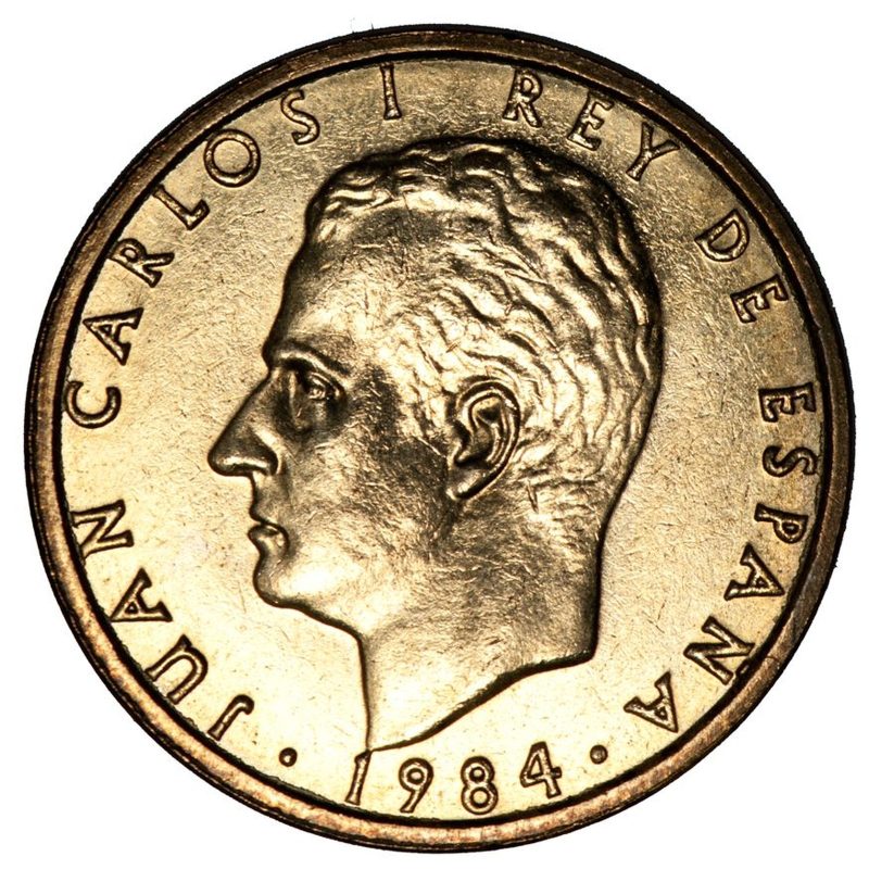 100 pesetas de 1984, Juan Carlos I, CIEN, anverso