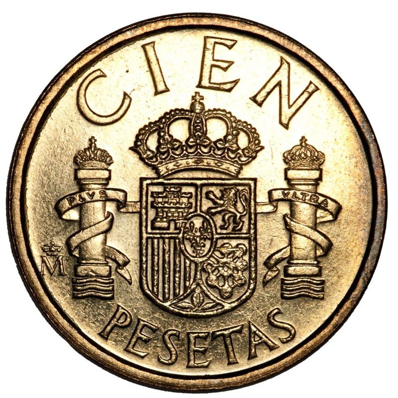 100 pesetas de 1984, Juan Carlos I, CIEN, reverso