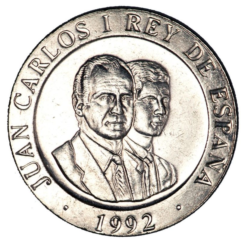 200 pesetas de 1992, Juan Carlos I, Los Portadores de la Antorcha, anverso