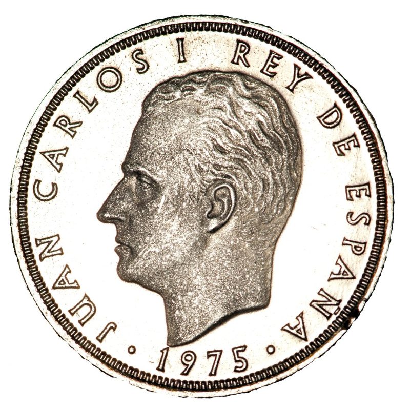 25 pesetas de 1975, Juan Carlos I, estrella 76, anverso