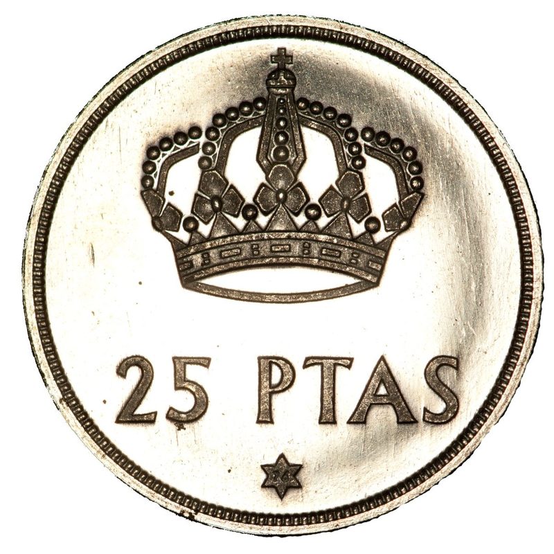 25 pesetas de 1975, Juan Carlos I, estrella 76, reverso