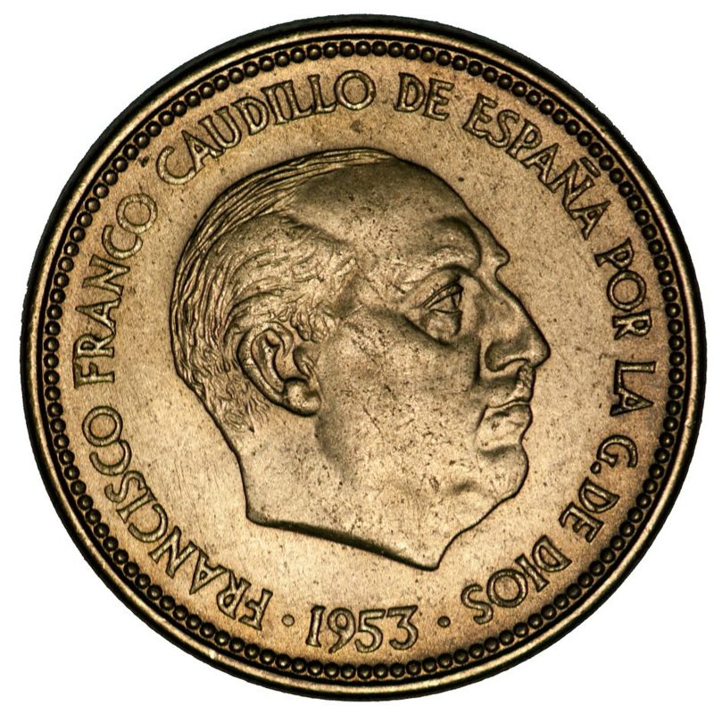 2,50 pesetas de 1953, Francisco Franco, estrella 56, anverso