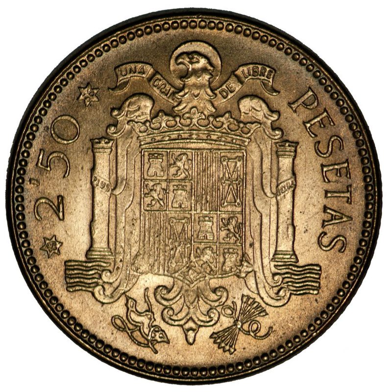 2,50 pesetas de 1953, Francisco Franco, estrella 56, reverso
