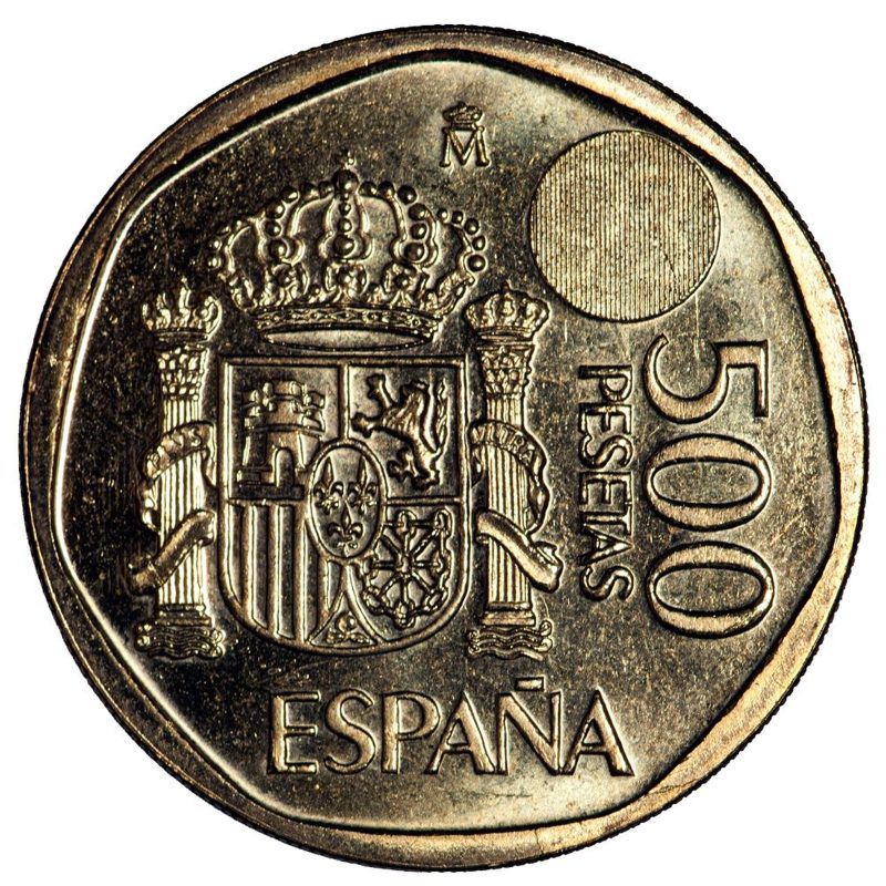 500 pesetas de 1993, Juan Carlos I y Sofía, imagen latente, reverso