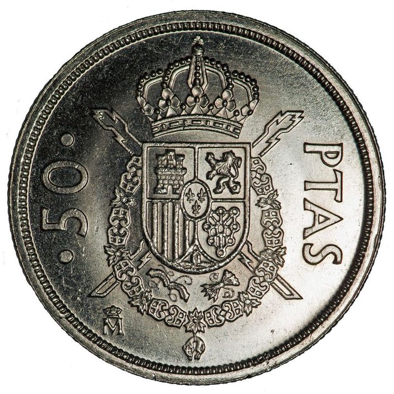 50 pesetas de 1984, Juan Carlos I, tirada corta, reverso
