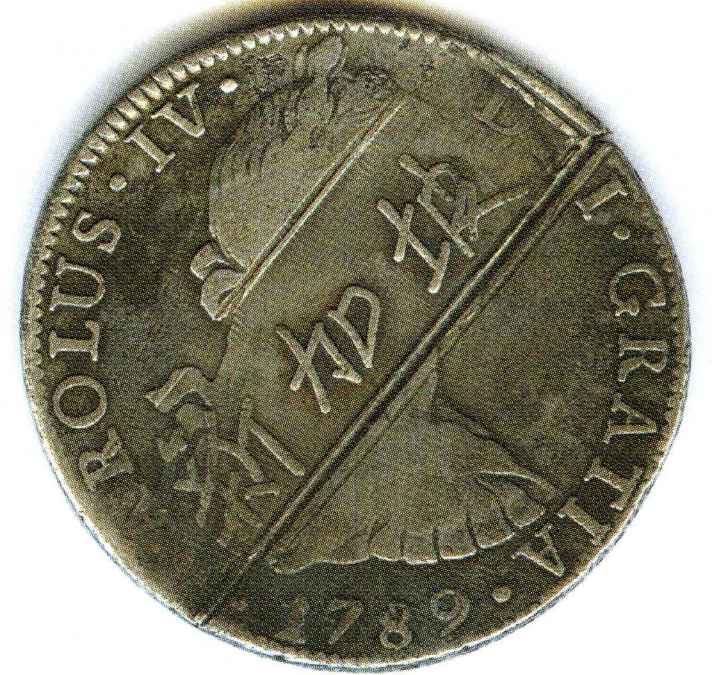 real de a ocho de carlos iv de 1789, resellado